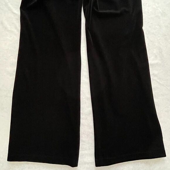 Tadashi Black Velvet Pants Womens Size M Wide Leg Pull On Velour Trousers - Picture 3 of 11